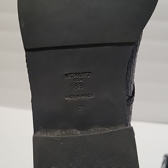 Schutz Croc Embossed Studded Lace Up Boots - Picture 11 of 16